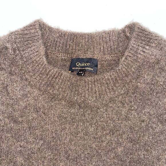 Quince Mongolian Cashmere Short Sleeve Mini Dress MSRP $178 Soft Winter Fall XS - Picture 2 of 5